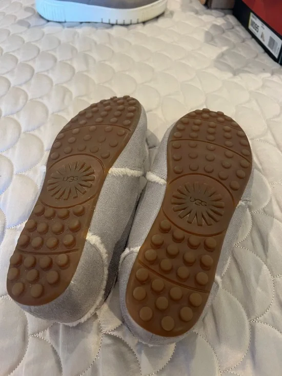 UGG Gray Suede Shearling-Lined Slippers - Picture 3 of 4